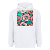 White valentines day heart donuts seamless pattern Heavyweight Hoodie - BundleAndBundleShop