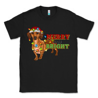 Black merry and bright dachshund Classic Tee - RanaPortraitStore