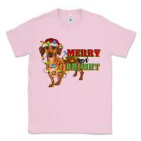 Bubblegum Pink merry and bright dachshund Classic Tee - RanaPortraitStore