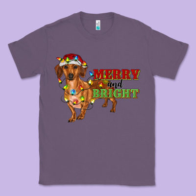 Merry And Bright Dachshund Classic Tee Designed By Ranaportraitstore