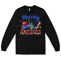 Black howdy america western Long Sleeve Tee - texasbilliewilder