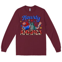 Burgundy howdy america western Long Sleeve Tee - texasbilliewilder
