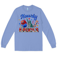 Colony Blue howdy america western Long Sleeve Tee - texasbilliewilder