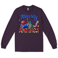 Plum howdy america western Long Sleeve Tee - texasbilliewilder