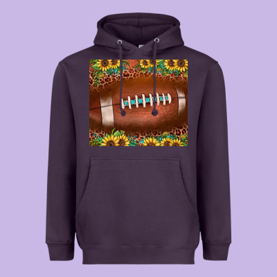 Football Leopard Turquoise Sunflower Heavyweight Hoodie Designed By Jahusdesignshop
