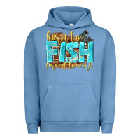 Pigment Pebble Blue born to fish forced to work Urban Hoodie - NancyCooperArtShop