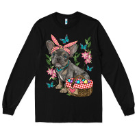 Black easter french bulldog Long Sleeve Tee - RanaPortraitStore