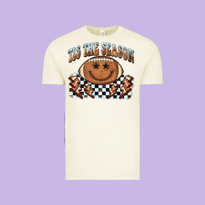 Tis The Season Football Smiley Face Vintage Tee Designed By Barkaloodesign
