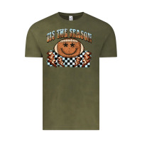 Vintage Olive tis the season football smiley face Vintage Tee - BarkalooDesign