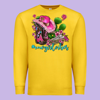 Cowgirl Vibes With Boots And Gun Premium Sweatshirt Designed By Adodesignshop