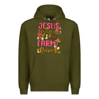 Army Green jesus praising and farm raising Premium Hoodie - MaliasSmallBusiness