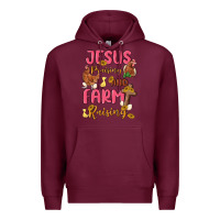Burgundy jesus praising and farm raising Premium Hoodie - MaliasSmallBusiness