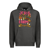 Charcoal Heather jesus praising and farm raising Premium Hoodie - MaliasSmallBusiness