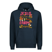 Navy jesus praising and farm raising Premium Hoodie - MaliasSmallBusiness
