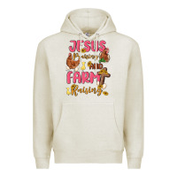 Oatmeal Heather jesus praising and farm raising Premium Hoodie - MaliasSmallBusiness