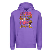 Purple jesus praising and farm raising Premium Hoodie - MaliasSmallBusiness