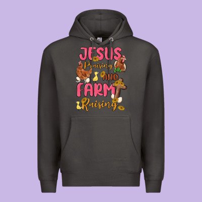 Jesus Praising And Farm Raising Premium Hoodie Designed By Maliassmallbusiness