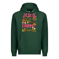 Sports Green jesus praising and farm raising Premium Hoodie - MaliasSmallBusiness
