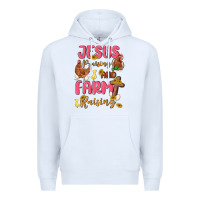 White jesus praising and farm raising Premium Hoodie - MaliasSmallBusiness