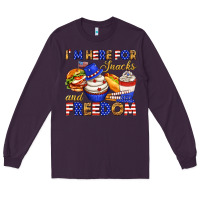Plum i m here for snacks and freedom Long Sleeve Tee - texasbilliewilder
