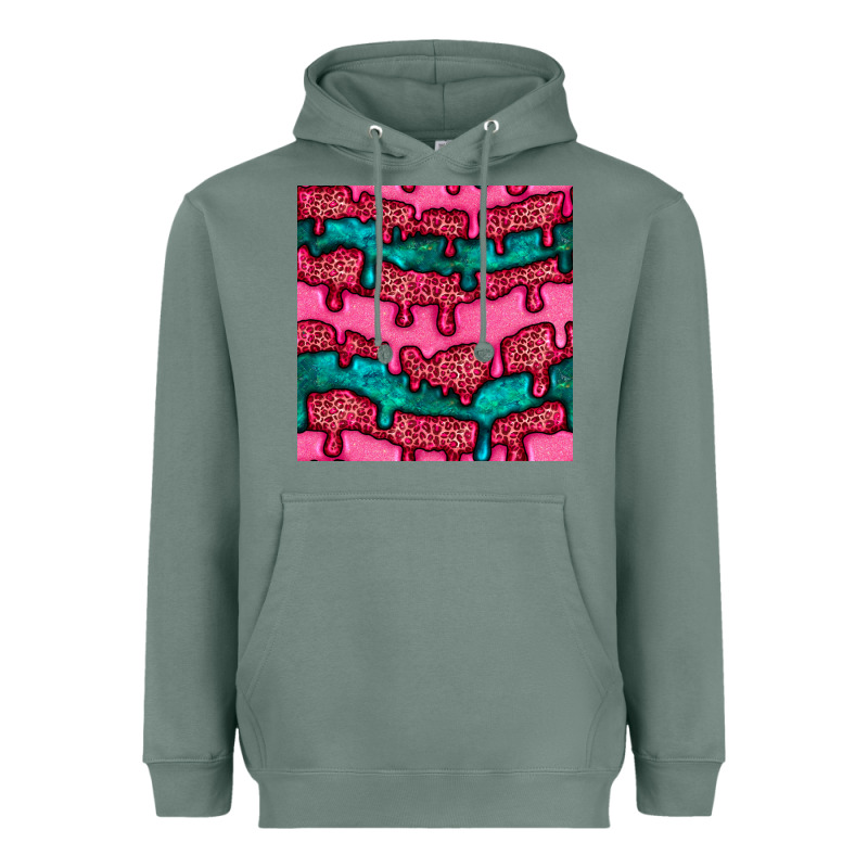 Valentines Day Leopard And Turquoise Gemstone Seamless Pattern Heavyweight Hoodie by BundleAndBundleShop | Teevron