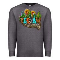 Charcoal Heather yeehaw and cactus with horseshoe Premium Sweatshirt - AdoDesignShop
