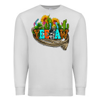 Dove Grey yeehaw and cactus with horseshoe Premium Sweatshirt - AdoDesignShop