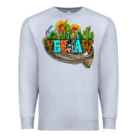 Heather Grey yeehaw and cactus with horseshoe Premium Sweatshirt - AdoDesignShop