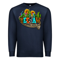 Navy yeehaw and cactus with horseshoe Premium Sweatshirt - AdoDesignShop