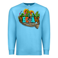 Ocean Blue yeehaw and cactus with horseshoe Premium Sweatshirt - AdoDesignShop