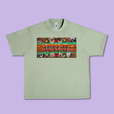 Western Wild And Floral Leopard  Cowhide Licanse Plate Urban Heavy Tee Designed By Artiststas