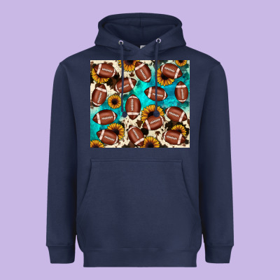 Football Turquoise Sunflower Heavyweight Hoodie Designed By Jahusdesignshop