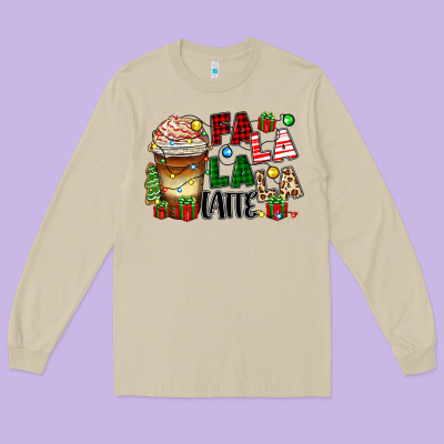 Fa La La La Latte Long Sleeve Tee Designed By Zillion Design Studio