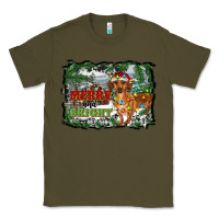 Army Green merry and bright  dachshund with farm Classic Tee - RanaPortraitStore