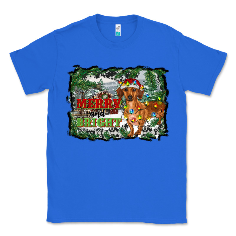Merry And Bright  Dachshund With Farm Classic Tee by RanaPortraitStore | Teevron