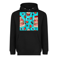 Black valentines day cake and strawberries seamless pattern Heavyweight Hoodie - BundleAndBundleShop