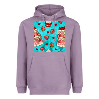 Lavender valentines day cake and strawberries seamless pattern Heavyweight Hoodie - BundleAndBundleShop