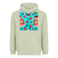Matcha valentines day cake and strawberries seamless pattern Heavyweight Hoodie - BundleAndBundleShop