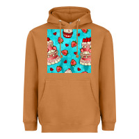Meerkat valentines day cake and strawberries seamless pattern Heavyweight Hoodie - BundleAndBundleShop