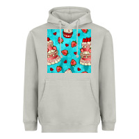 Moon Dust valentines day cake and strawberries seamless pattern Heavyweight Hoodie - BundleAndBundleShop