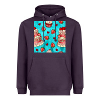 Plum valentines day cake and strawberries seamless pattern Heavyweight Hoodie - BundleAndBundleShop