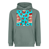 Sage valentines day cake and strawberries seamless pattern Heavyweight Hoodie - BundleAndBundleShop