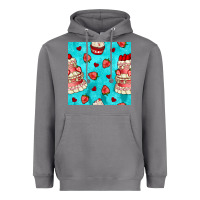 Storm valentines day cake and strawberries seamless pattern Heavyweight Hoodie - BundleAndBundleShop