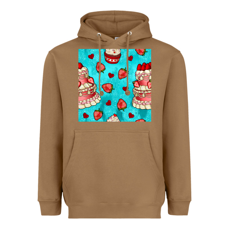Valentines Day Cake And Strawberries Seamless Pattern Heavyweight Hoodie by BundleAndBundleShop | Teevron