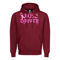 Burgundy breast cancer bus driver Zipper Hoodie - texasbilliewilder