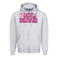 Heather Grey breast cancer bus driver Zipper Hoodie - texasbilliewilder