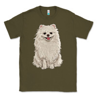 Army Green white pomeranian Classic Tee - RanaPortraitStore