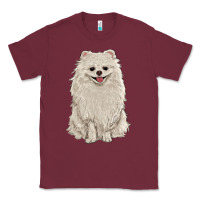 Burgundy white pomeranian Classic Tee - RanaPortraitStore