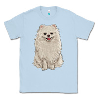 Dusty Blue white pomeranian Classic Tee - RanaPortraitStore