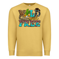 Antique Gold wild and free with cactus Premium Sweatshirt - AdoDesignShop
